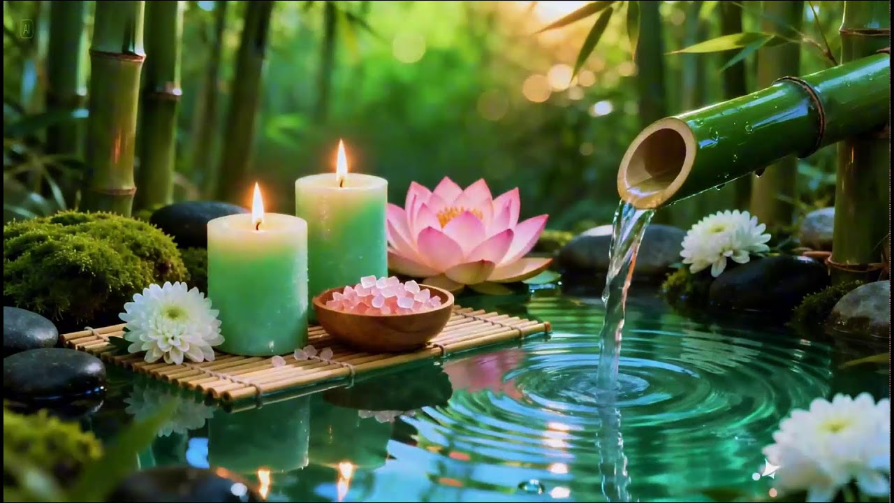 Relaxing Sleep Music with Bamboo Water Sound🌿Relaxing Sleep, Study & Calming Deep Relaxation,Yoga