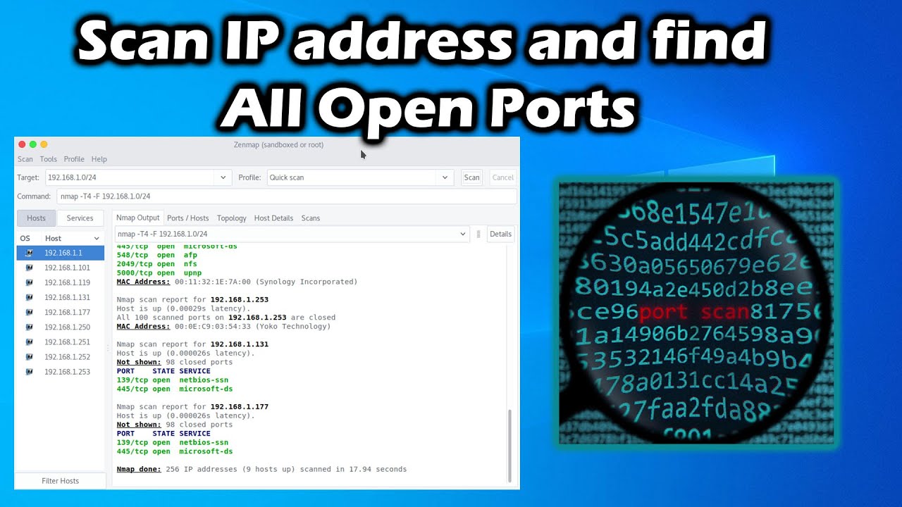 Как сканировать IP-адрес и найти все открытые порты