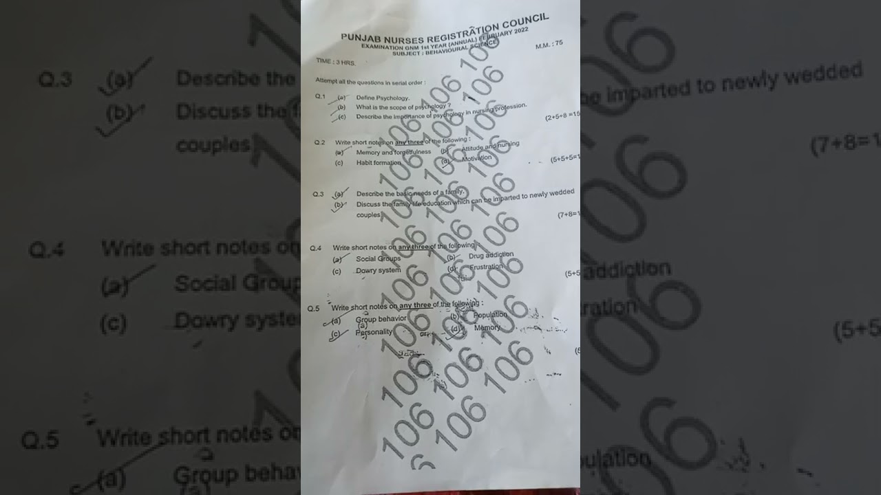 gnm first year question paper2022/gnm behaviour science #gnm