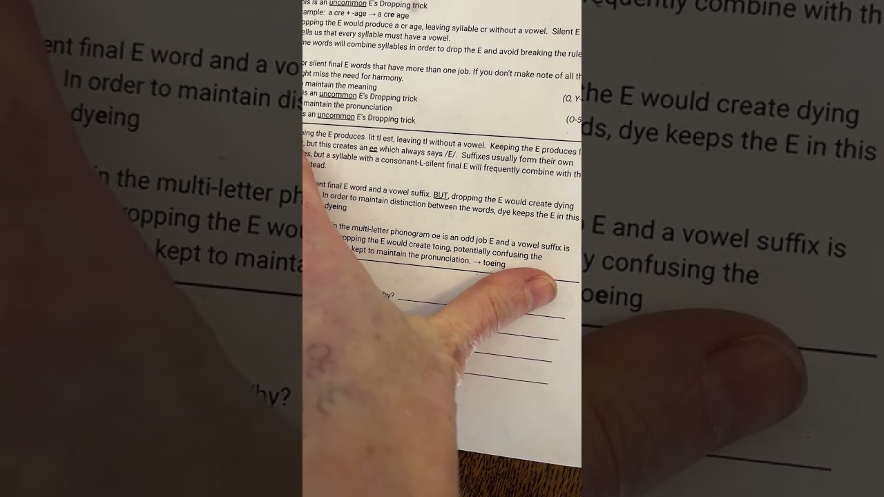 E’s Dropping worksheet, part 2