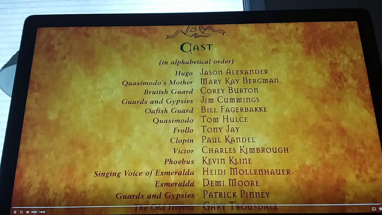 THE HUNCHBACK OF NOTRE DAME (1996) UK END CREDITS.
