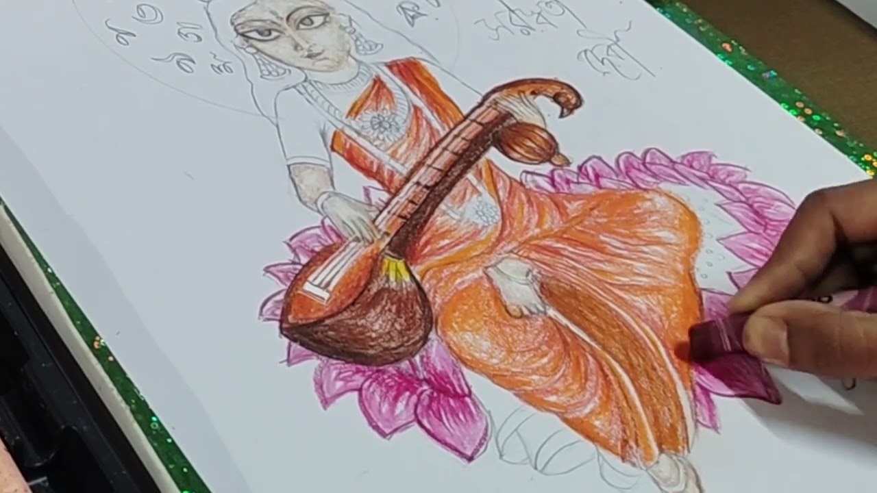 Saraswati maa🙏❤                                     #art #saraswati #artideas #painting #longvideo 