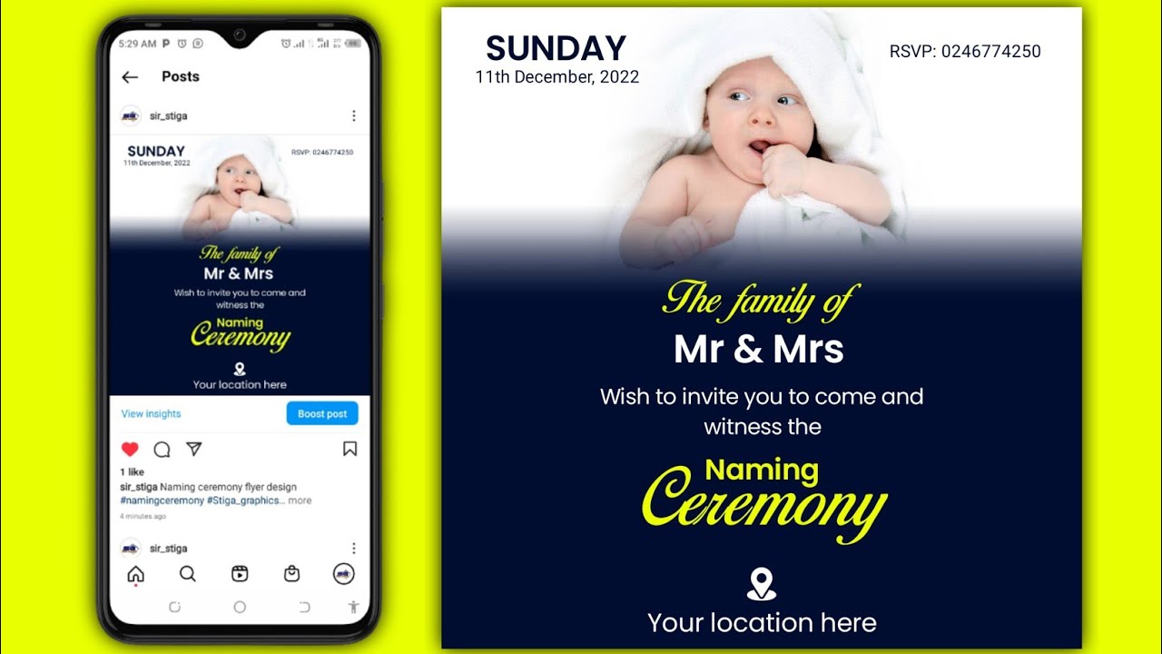 How to design naming ceremony invitation | flyer #pixellabtutorial