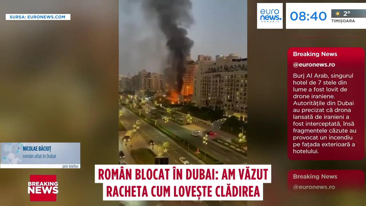 Român blocat în Dubai: „Am văzut racheta cum lovește clădirea”