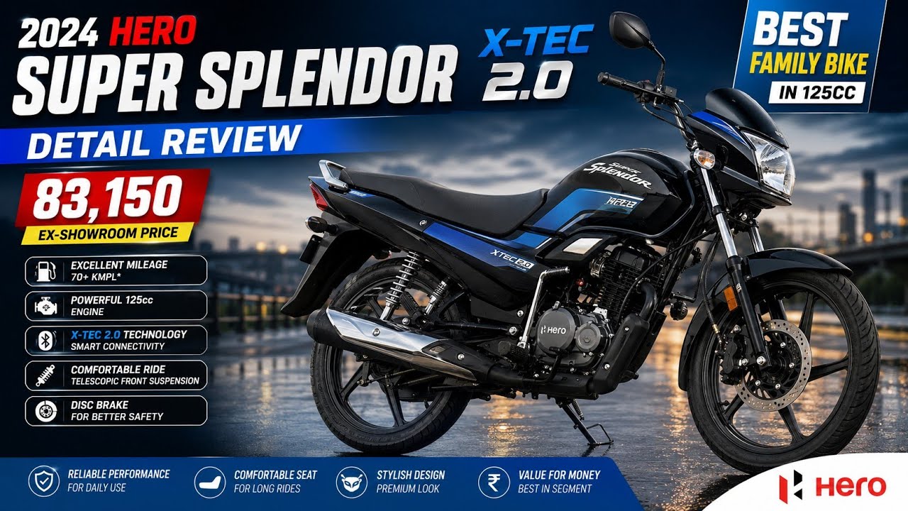 2024 Hero Super Splendor Xtec 125 Detail Review | 83,150 | Best family bike for daily use | Updated