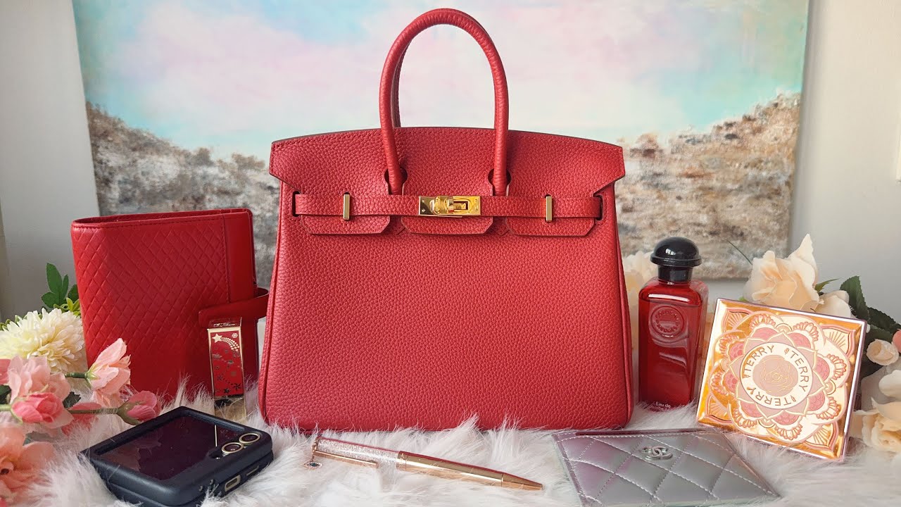 Распаковка лучшей красной сумки Hermes Birkin 25 Retourne с золотой фурнитурой: что на неё надеть...