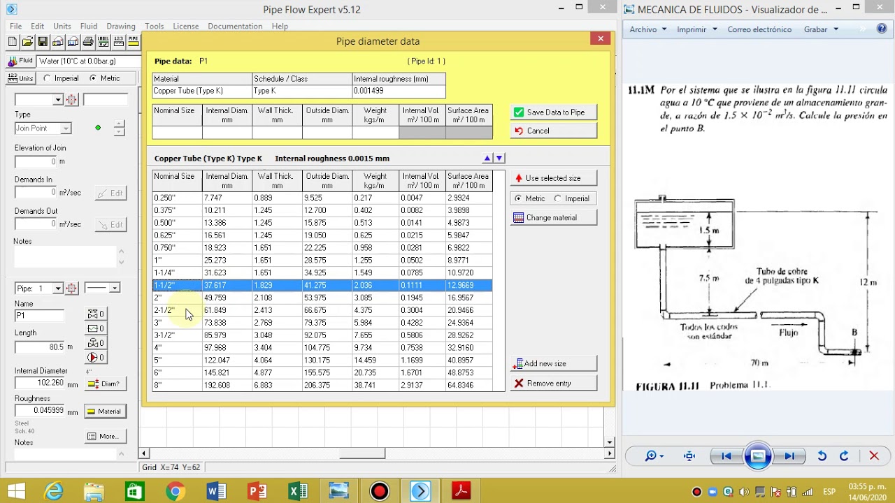 EJERCICIO # 11.1 RESUELTO USANDO PIPE FLOW EXPERT