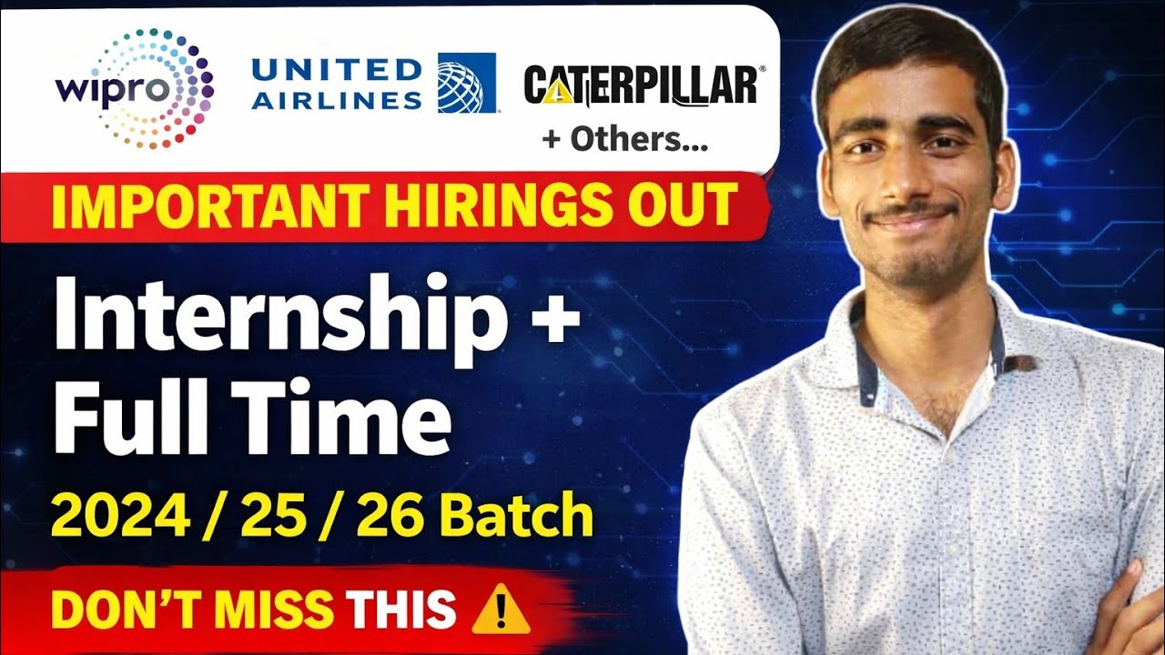 Wipro, United Airlines, Caterpillar Hiring 2026 | Freshers Jobs 🔥