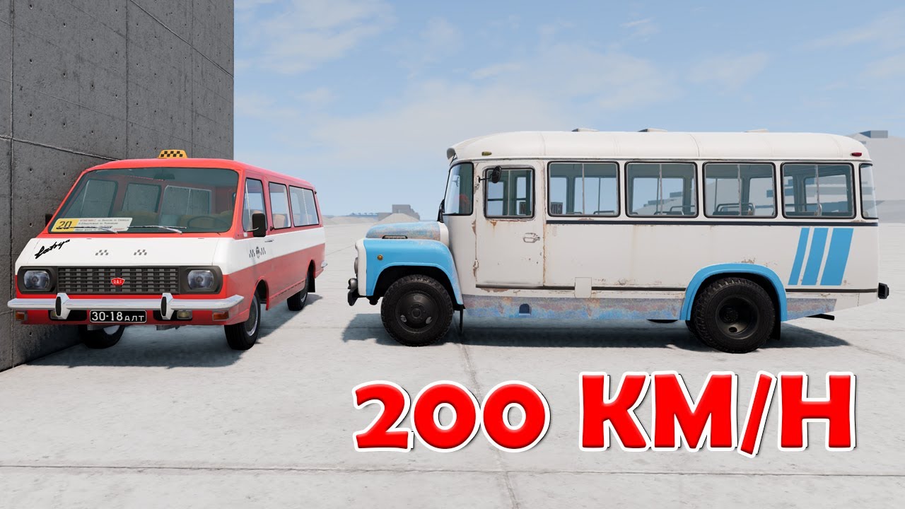 Kavz 685 vs RAF 2203 200 KM/H - BeamNG Drive