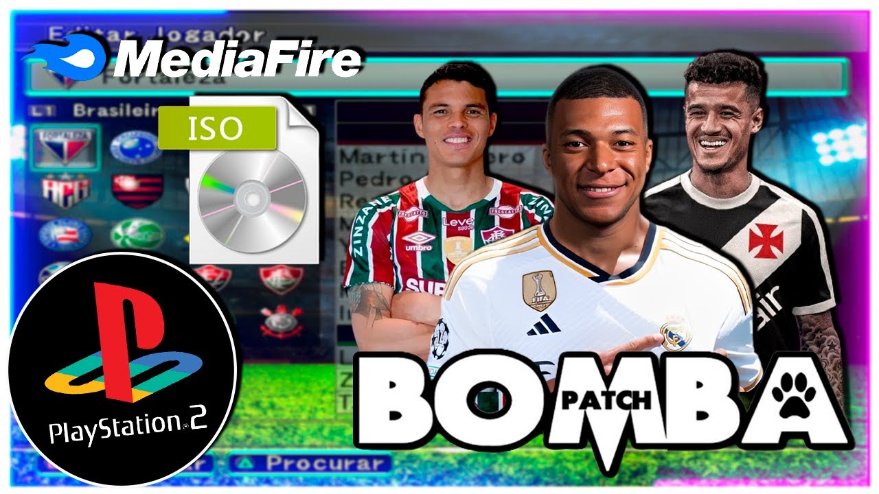 Como Baixar e Jogar Bomba Patch ou PES 2024 PS2 no PC! Iso Download GRÁTIS