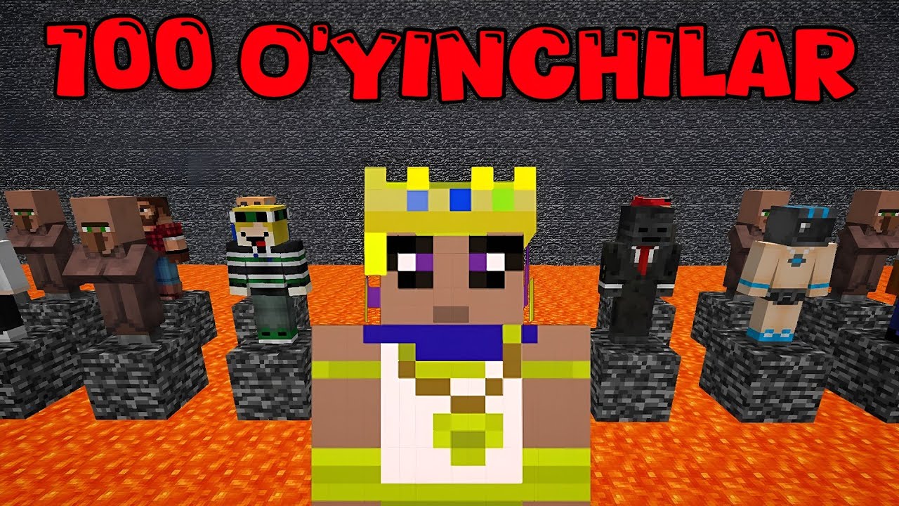 MEN 100 TA O'YINCHINI MINECRAFTDAGI QAMOQXONAGA QAMAB QOYDIM UZBEK TILIDA DUBLAJ 