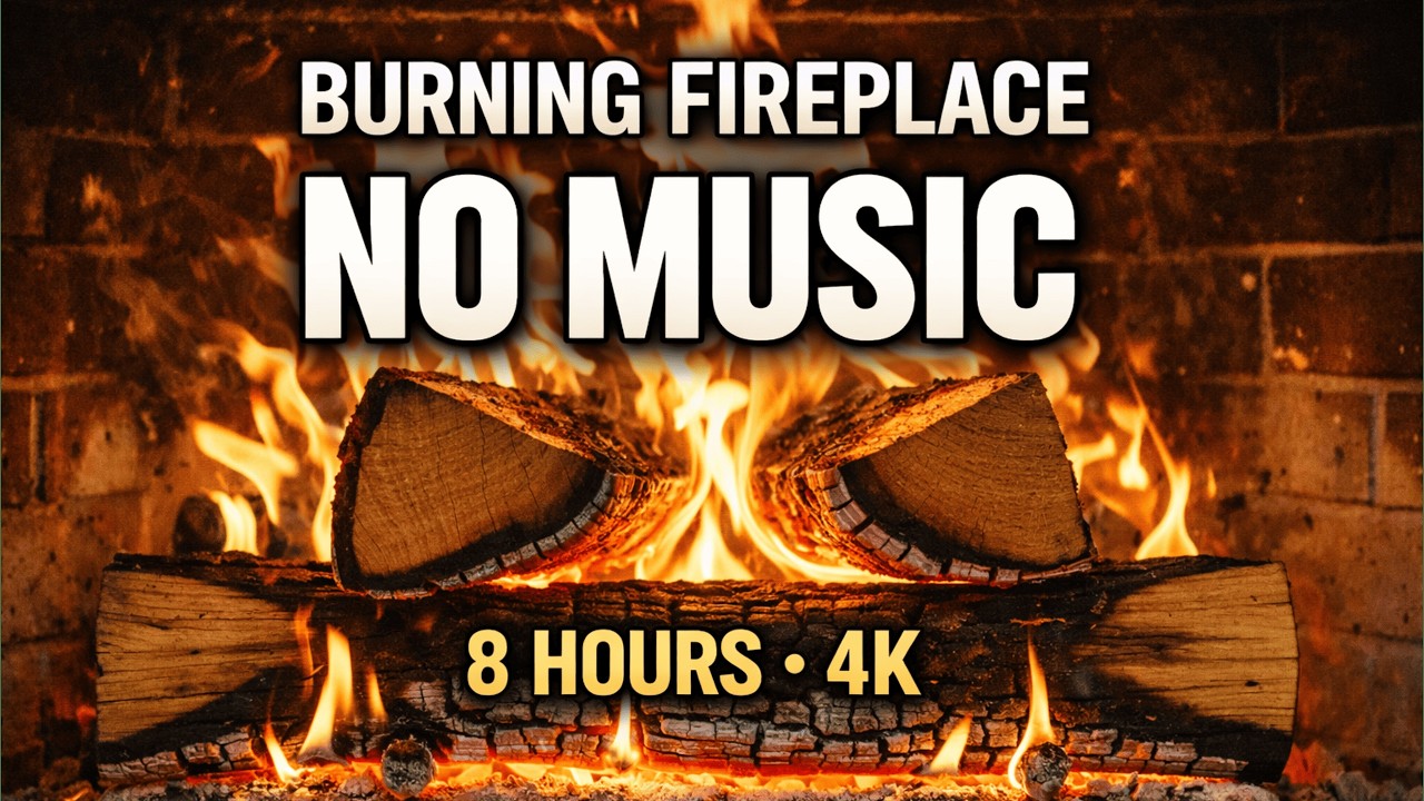 Burning Fireplace 4K 🔥 | 8 Hours | Crackling Sounds | No Music