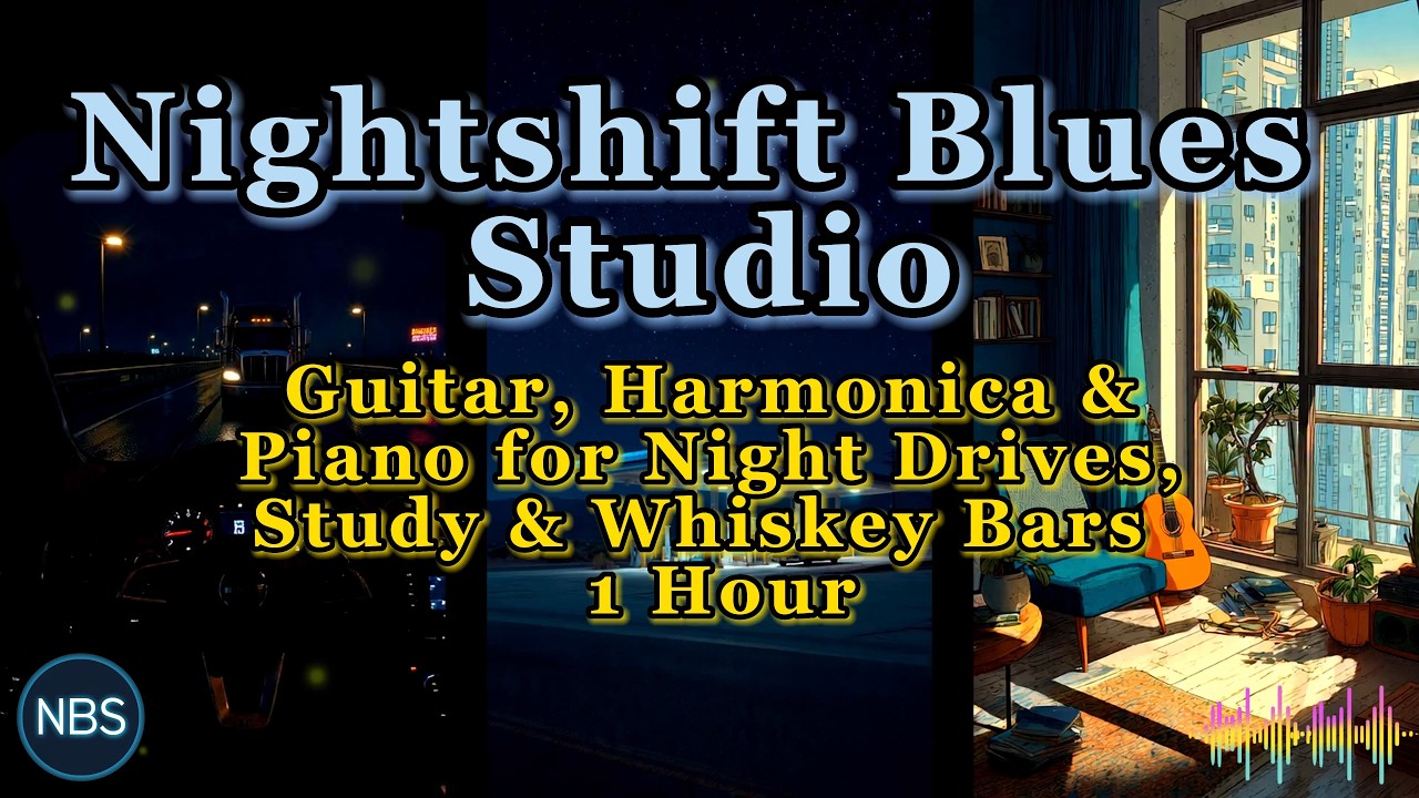 Nightshift Blues – Guitar, Harmonica & Piano for Night Drives, Study & Whiskey Bars | 1 Hour
