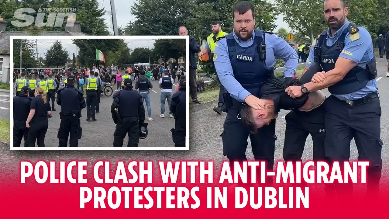 Police clash with anti-migrant protesters in Dublin