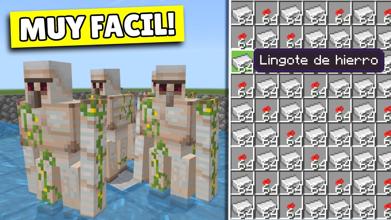 GRANJA DE HIERRO MUY FACIL para Minecraft Bedrock y Java 26.0