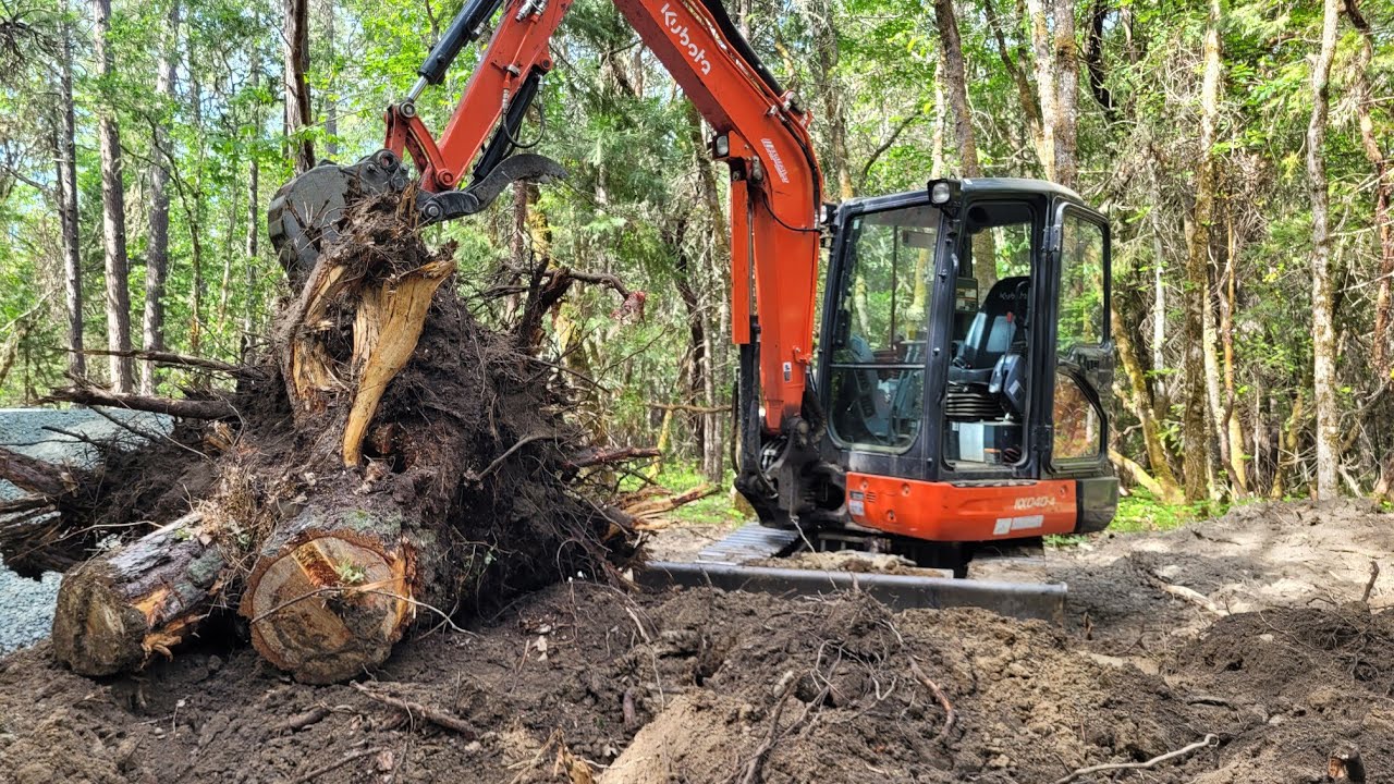 Installed a culvert and more stumps with the Kubota kx-040