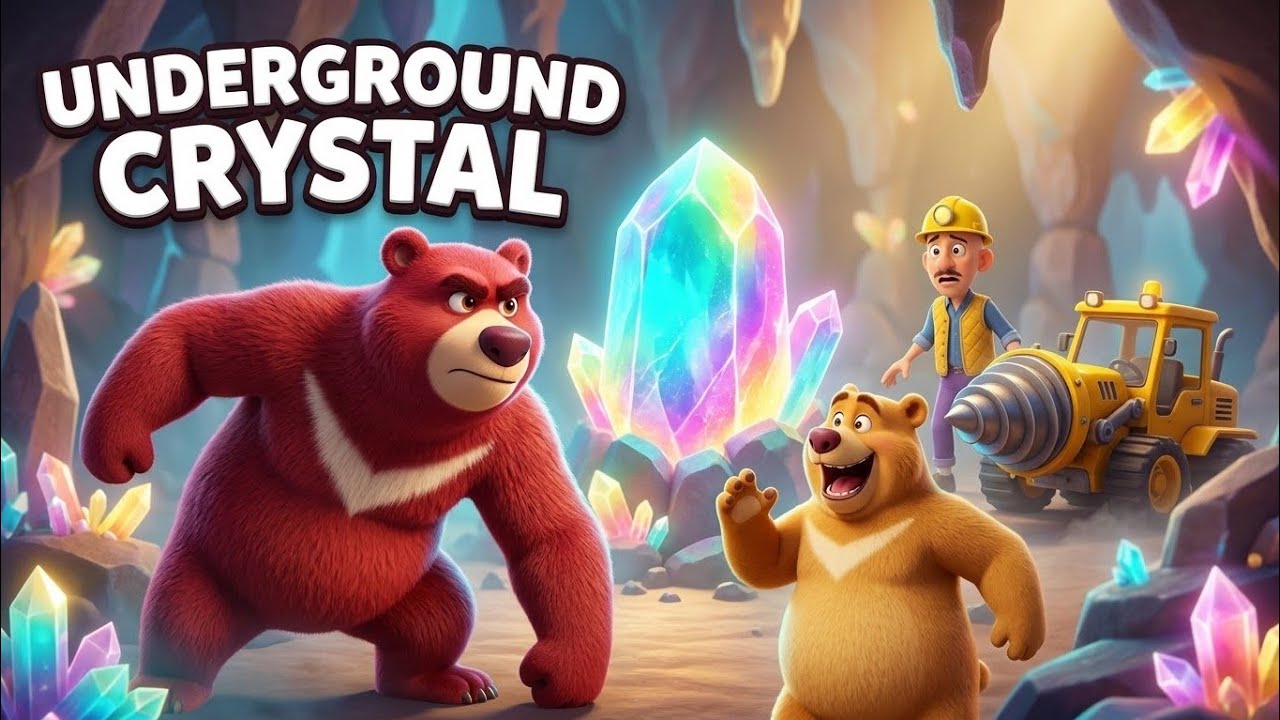 Underground Crystal Adventure 🐻💎 | Funny 3D Cartoon Story for Kids