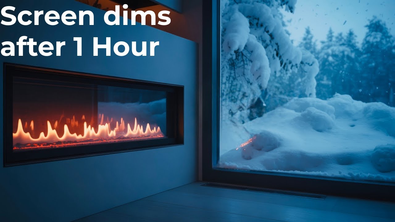Safe Inside a Modern Cabin: Heavy Blizzard & Fireplace ❄️🔥 Darker Screen for Sleep (8 Hours)