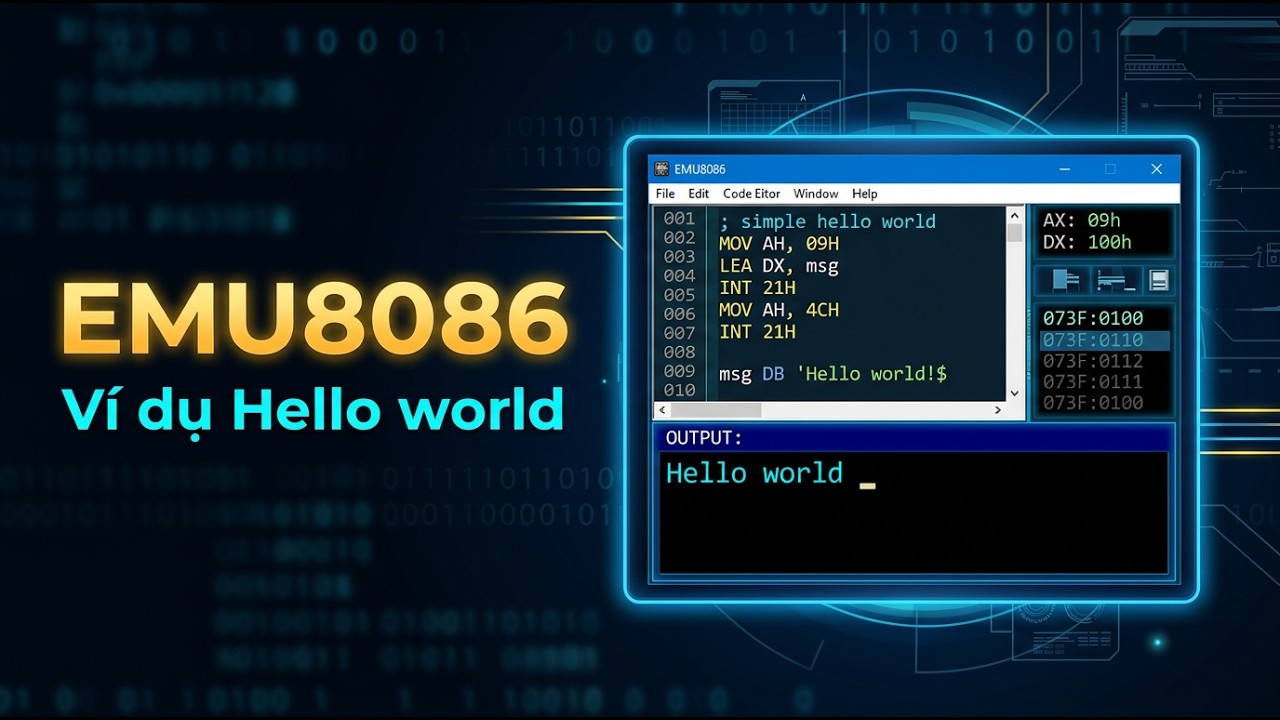 [EMU 8086] Bài 1: Hello World – Viết chương trình Assembly đầu tiên | First Assembly Program