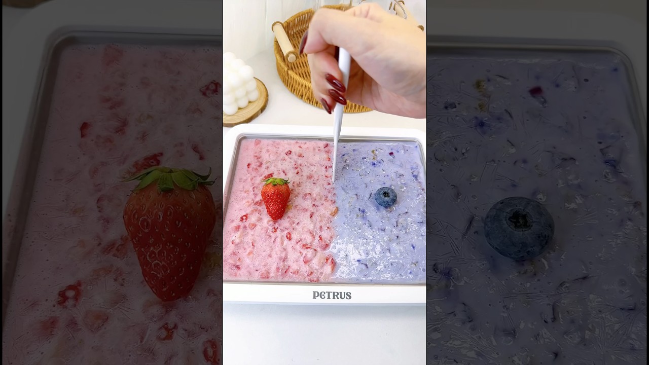 Make Frozen Yogurt with me❤️ #asmr #asmrfood #strawberry #yogurt #healthyfood #homecafe