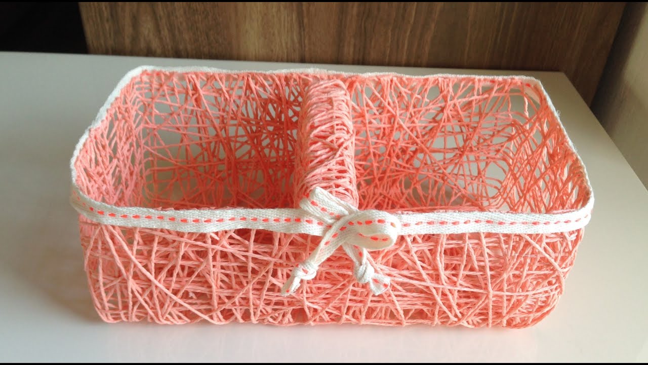DIY: two partition basket, jute rope basket, kağıt ipten çift bölmeli sepet yapımı