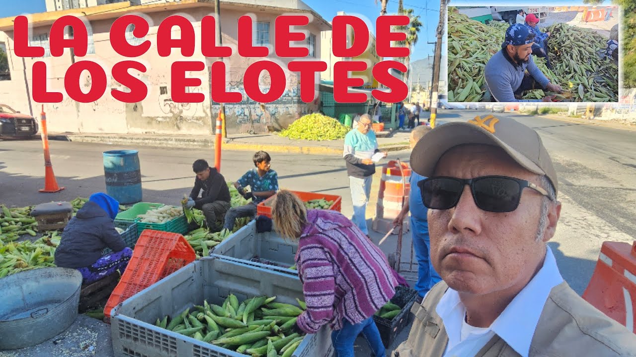 En esta calle se venden todos los elotes de Monterrey.