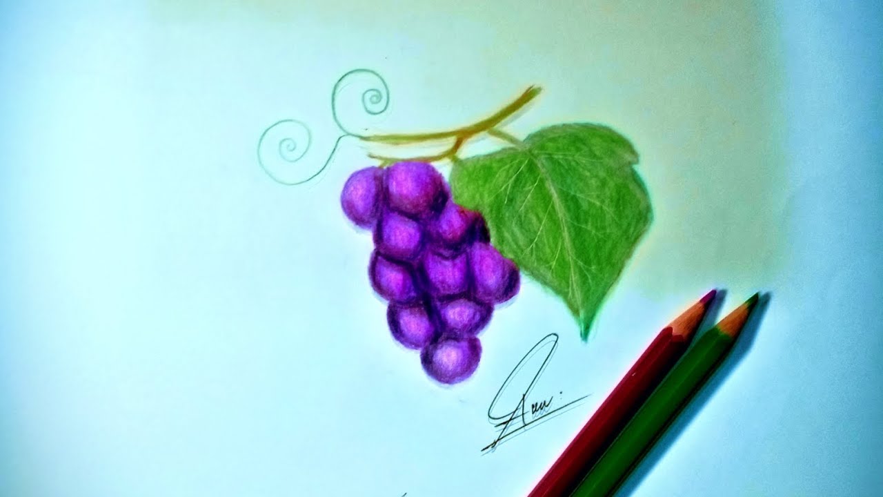 99% মানুষ এইভাবে আঙ্গুর আঁকতে পারে না 😲 | Easy Grapes Drawing Tutorial