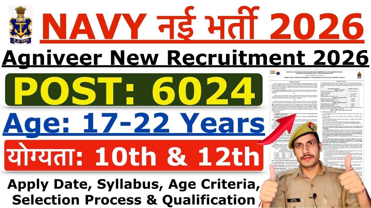 Indian Navy Recruitment 2026 | Navy (Agniveer) MR & SSR New Vacancy 2026 | Age, Syllabus & Details