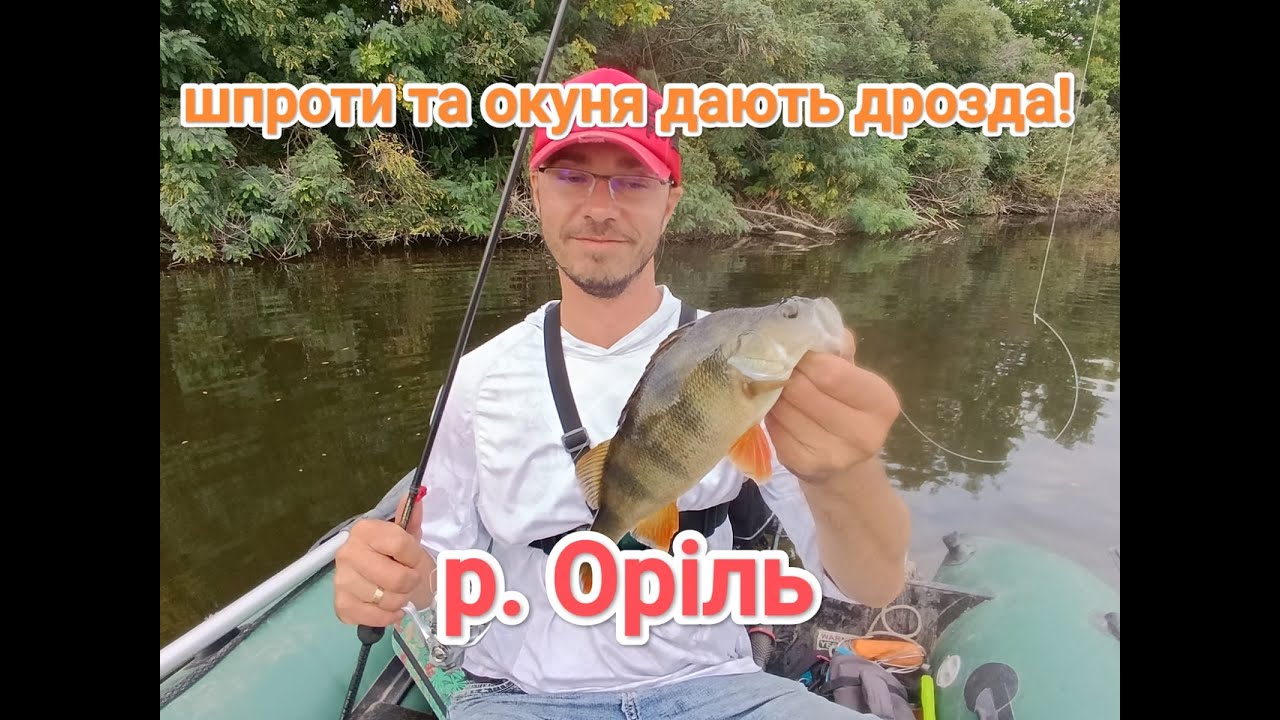 Спінінгова рибалка з човна в Полтавській обл. річка Оріль. Щупаки та окуня дають міцного дрозда.