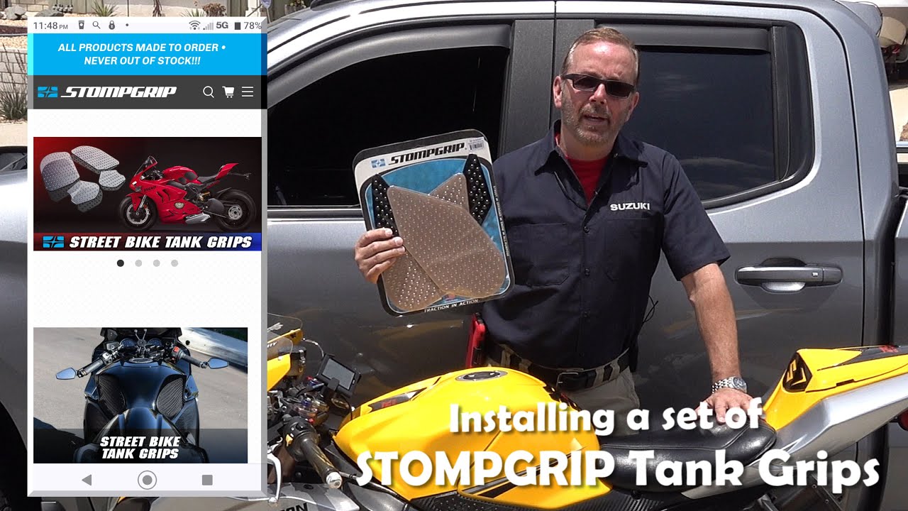 Installing The StompGrip-Tank Grips on my GIXXER 1000 w/Paul Henderson