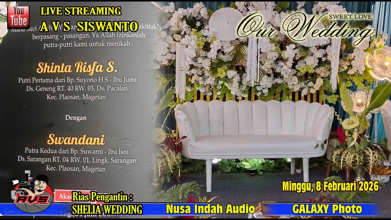Live AVS  //  Pernikahan SHINTA & SWANDANI // GALAXY Photo // NUSA INDAH Audio // Minggu, 7-2-2026