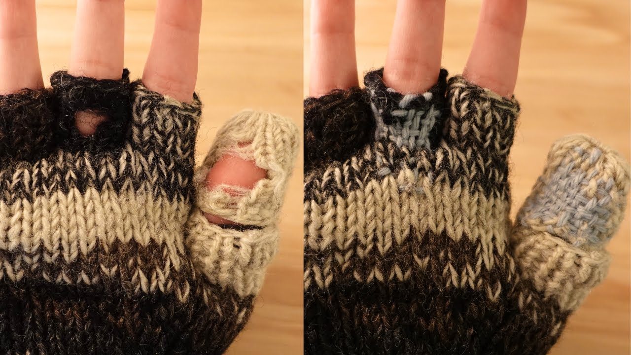How to fix holes in gloves 🧤 darning for knits