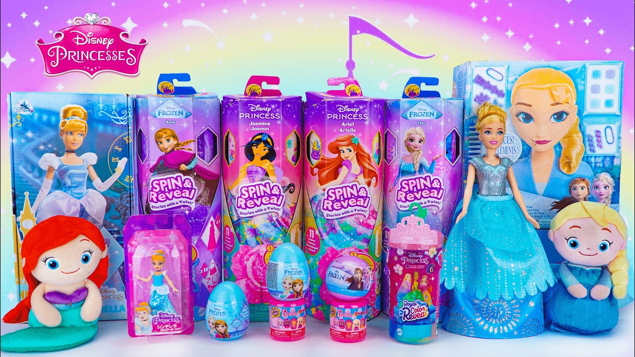 Unboxing Disney Princess Spin and Reveal Dolls Mystery | Elsa Styling Head Toy | Cinderella Doll