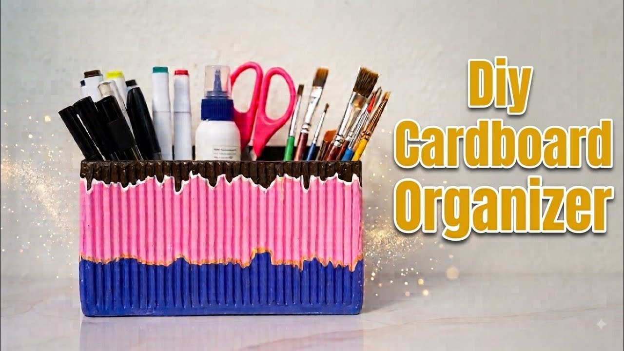 Cardboard Organizer DIY ♻️ | Best Out of Waste | Easy Stationery Organizer