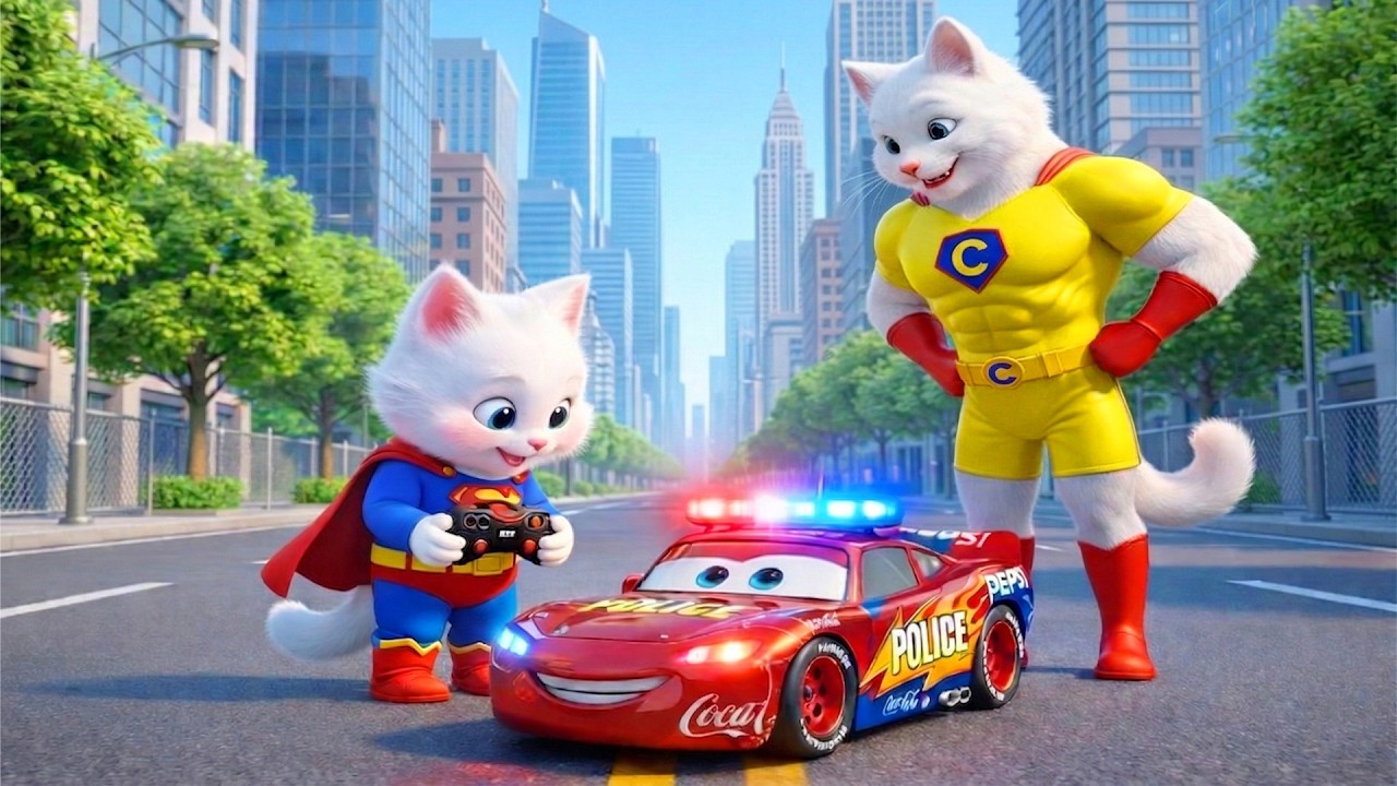 The Kitten Built A Police Rescue Vehicle Out of Tin Cans With the Help Hf Its Mother | Cat by AI