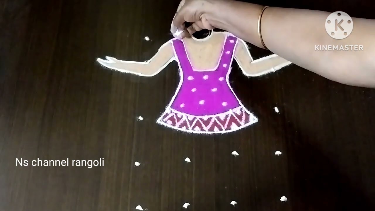 Easy girl rangoli design for New year 2026/creative rangoli kolam with dots @nschannelrangoli