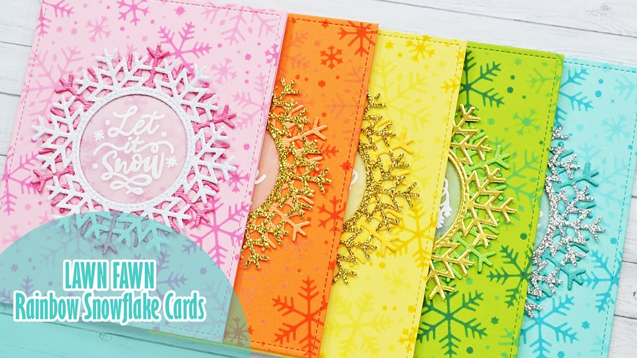 🌈 HOLIDAY CARD SERIES w/ Lawn Fawn || Rainbow Snowflake Cards