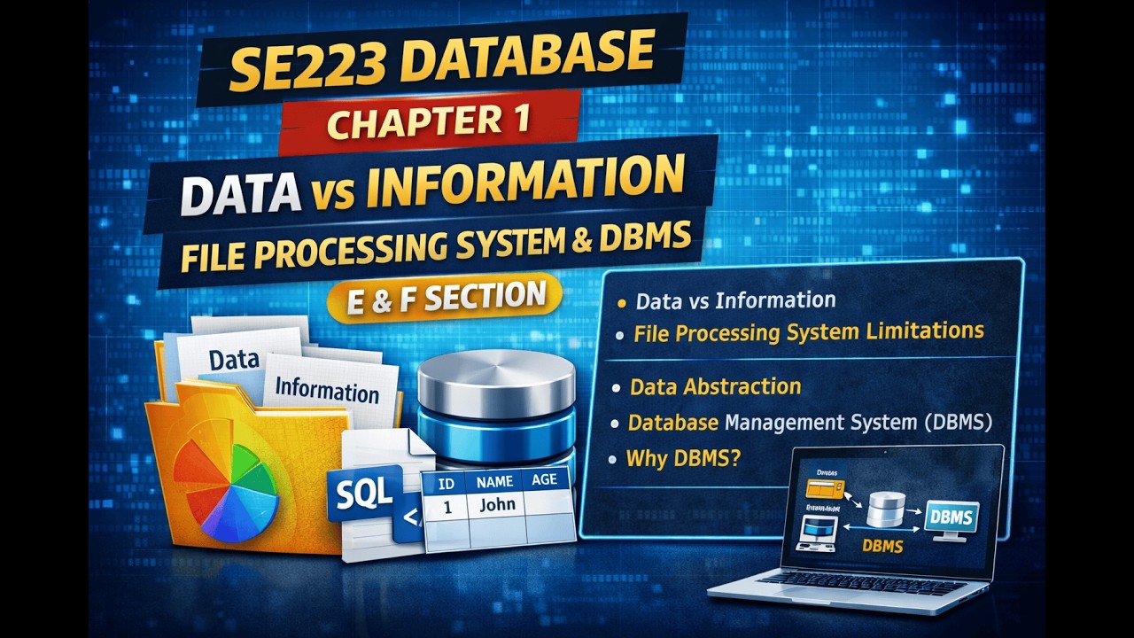 SE223 Database Chapter-1 | Data vs Information | File Processing System & DBMS | E & F Section