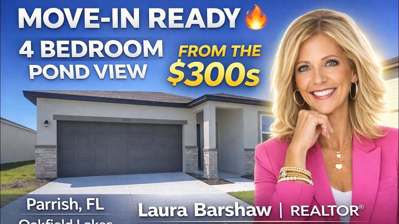 Move-In Ready Home in Parrish FL 🏡 Pond View + 4 Bedrooms in the $300s! | Oakfield Lakes Tour