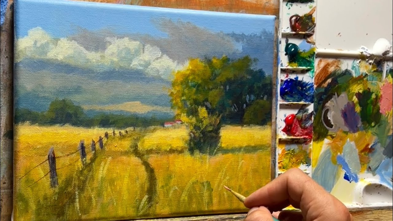Simple Landscape in Acrylics | Step by Step!