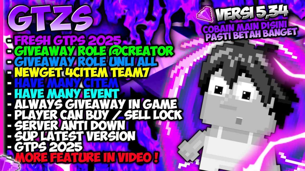 GTPS Terbaru 2025 ❗GTZS❗ Giveaway Role @CREATOR 🫣 - Growtopia private server