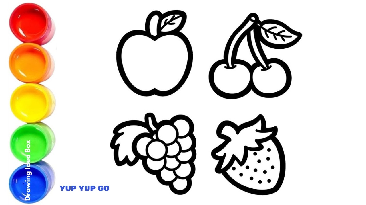🍎🍒🍇🫐 Draw Apple, Cherry, Grapes & Berry | Fun Learning for Kids + Baby Shark Do Do Do  | Yup Yup Go