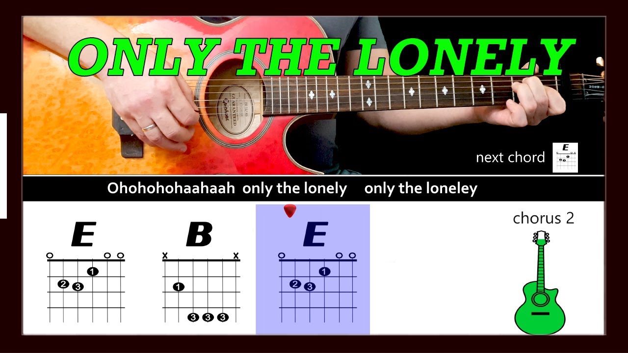 ONLY THE LONELY - Roy Orbison - Guitar play along with chords & lyrics