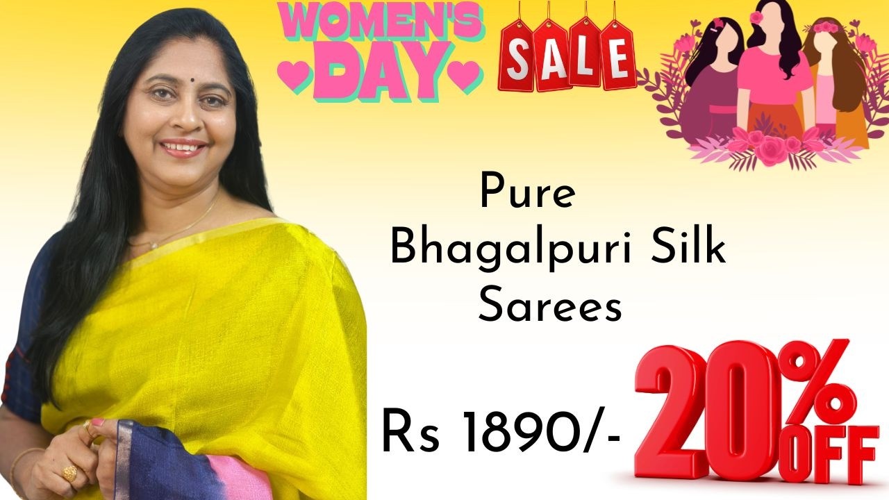 20%off on Pure Bhagalpur silk  Sarees | WOMEN'S DAY SALE | #trending #viral #youtube #best #yt