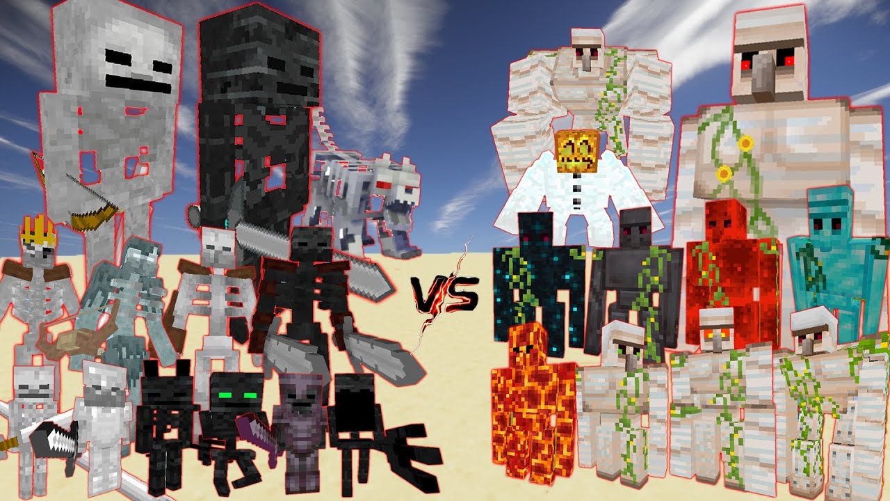 All Golems VS All Skeletons | Minecraft Mobs Fight