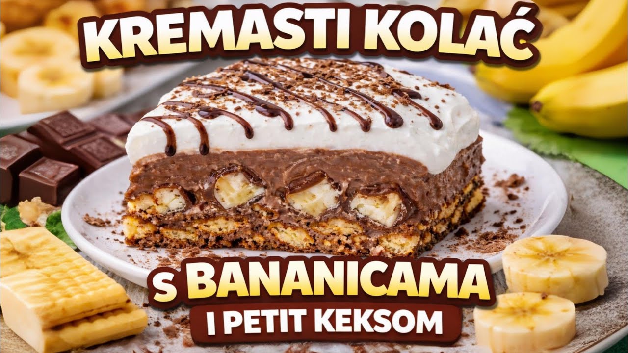 Kremasti kolač s Bananicama i Petit keksom 🍌 | Brzo i Fino