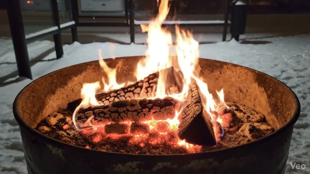 Waiting Alone in a Snowstorm ❄️ Barrel Fire ASMR 8K | Perfect Fire Loop