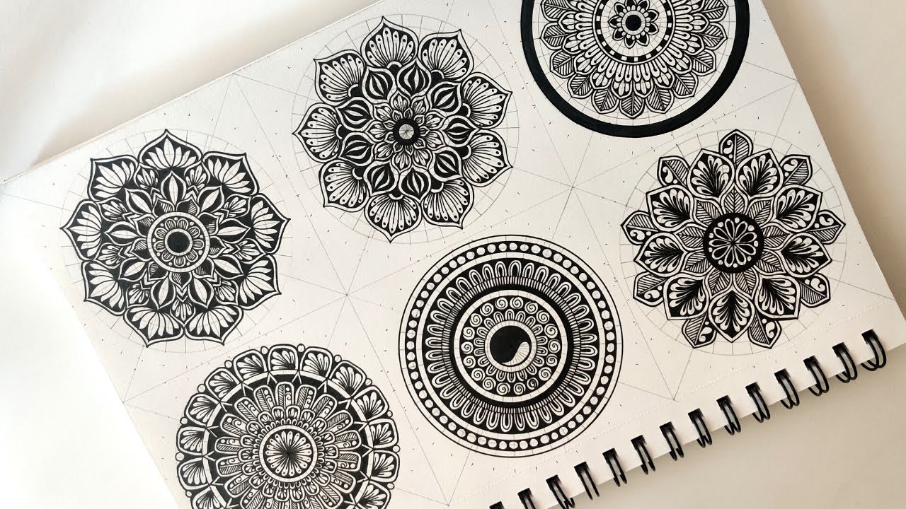 6 beautiful and easy mandala art for beginners || Complete Guide on mandala drawing Techniques