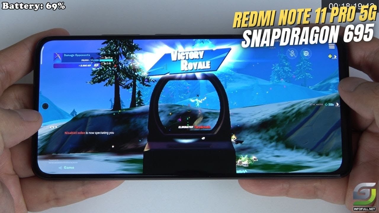 Xiaomi Redmi Note 11 Pro 5G Snapdragon 695 Fortnite Gameplay