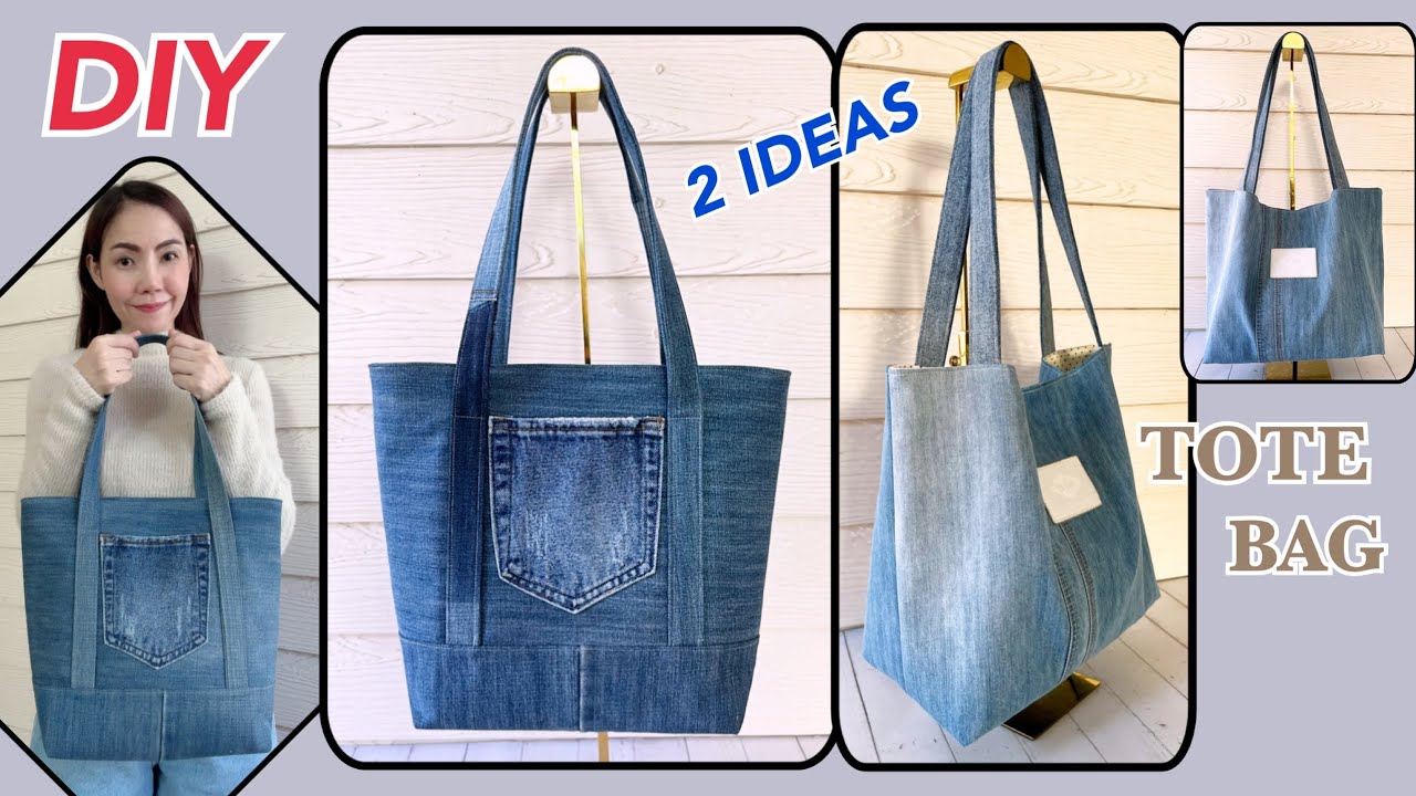 2 Ideas💖Diy Denim Tote Bag From Old Jean | Sewing Tutorial Step by Step At Home | P&K Handmade |